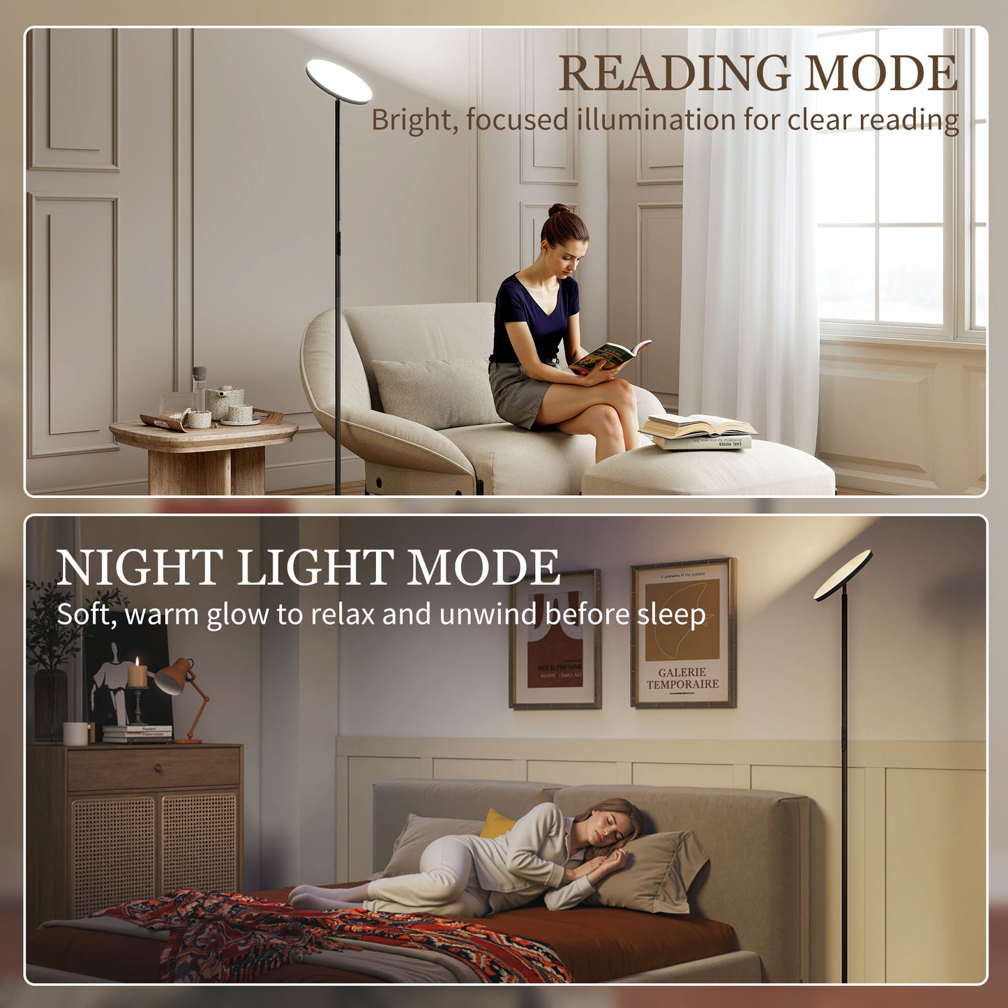 RGB Uplighter Floor Lamp, Tall Dimmable Standing Lamp with Remote & Touch Control