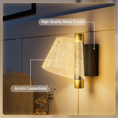 Led Wall Lamp 2 Pack, 5W Modern Indoor Starry Wall Light, Colour Temperature Adjustable 3000K/4000K/6500K, for Bedroom