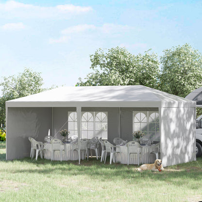 6 x 3 m Party Tent Gazebo Marquee Outdoor Patio Canopy Shelter with Windows and Side Panels White