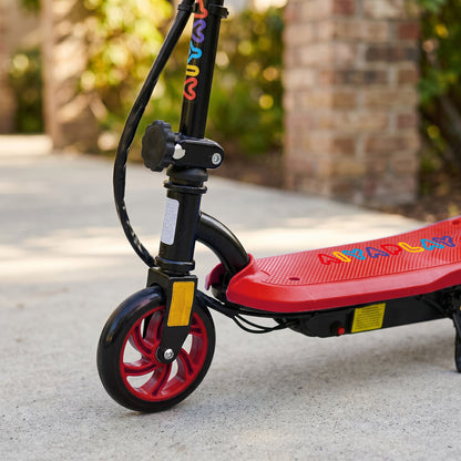 Foldable Electric Scooter, with LED Lights, for Ages 7-14 Years, Red