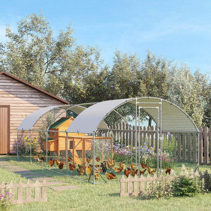 Walk In Chicken Run Galvanised Chicken Coop Hen Poultry House Cage Pet Playpen Garden with Water-Resist Covers