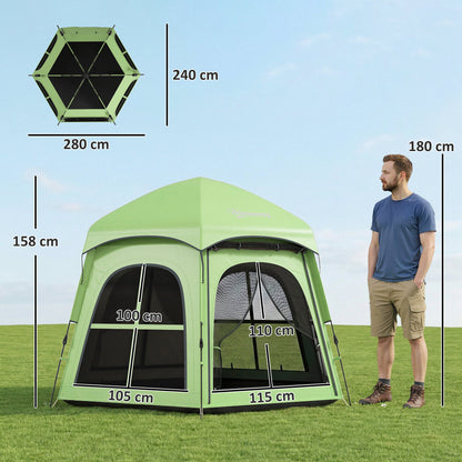 Pop Up Tent 3000mm Waterproof Instant Camping Tent 3-4 Person with 2 Doors 4 Windows Green