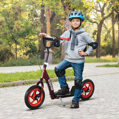 Kids Scooter with Adjustable Handlebar, Children's Kick Scooter with Non-slip Footplate, Rear Brake, Kickstand, Red