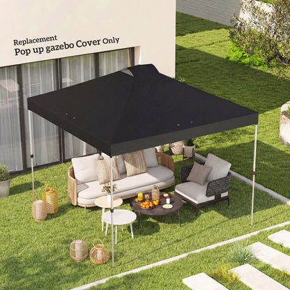 gazebo roof replacement UV50+ Waterproof Pop Up Canopy Cover with 8 Drainage Holes 3 x 3 m Black