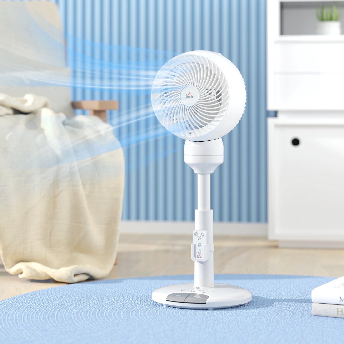 Standing Fan for Bedroom, 28" Pedestal Fan with Remote, 70° Oscillating, 90° Vertical Tilt, 3 Speeds, Adjustable Height