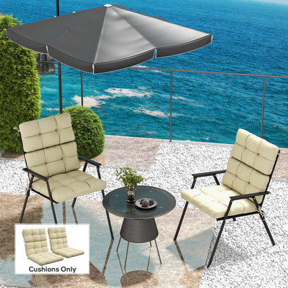 2-Piece Seat Cushion Replacement with Backrest, Garden Patio Chair Cushions Set with Ties, Beige