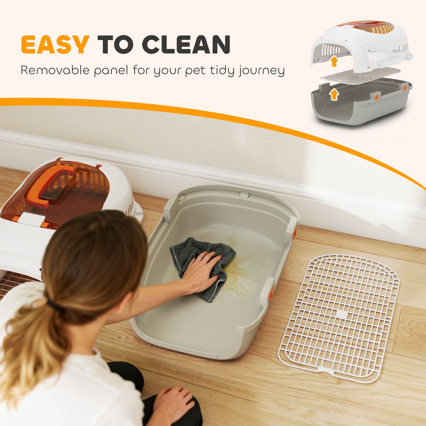 Plastic Pet Carrier Hard Shell Dog Cat Carrier Max 4 KG Steel Door Feed Bowl Secure Lock 49 x 32 x 31 cm