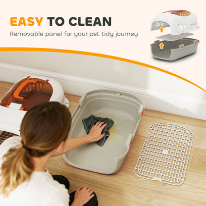 Plastic Pet Carrier Hard Shell Dog Cat Carrier Max 4 KG Steel Door Feed Bowl Secure Lock 49 x 32 x 31 cm