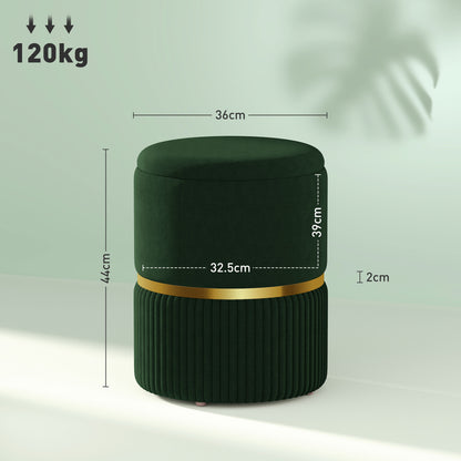 Velvet-Feel Storage Ottoman - Green