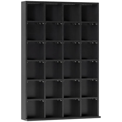 CD Storage Unit with Adjustable Shelves, 89 x 130.5 cm, Black