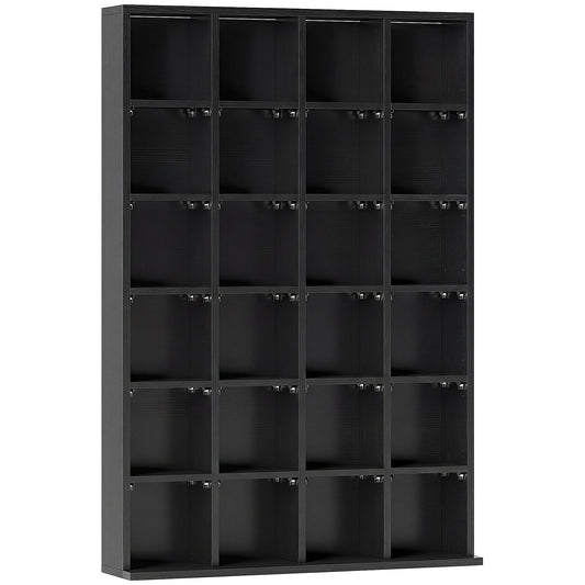 CD Storage Unit with Adjustable Shelves, 89 x 130.5 cm, Black