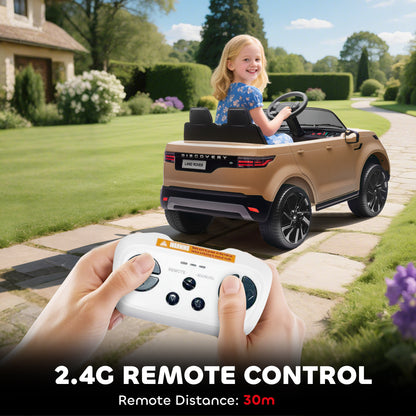 Land Rover Discovery Licensed 12V Kids Electric Car with Remote, 4 Wheel Suspension, Slow Start, Lights, Music, Khaki