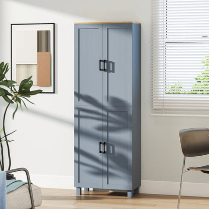 Freestanding Kitchen Cupboard, 4-Door Storage Cabinet with Adjustable Shelves, Modern Kitchen Pantry, 170cm, Grey