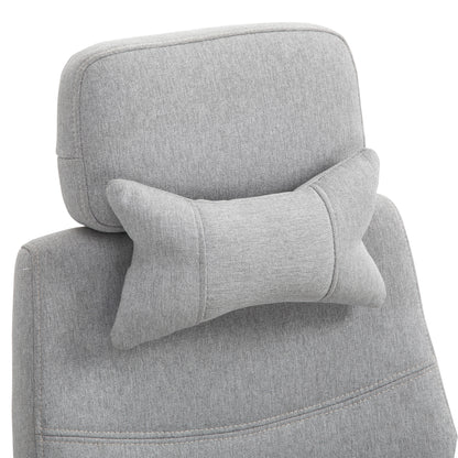 Office Chair, High Back Fabric Work Chair with 160° Reclining Backrest, Retractable Footrest, Neck and Lumbar Pillow