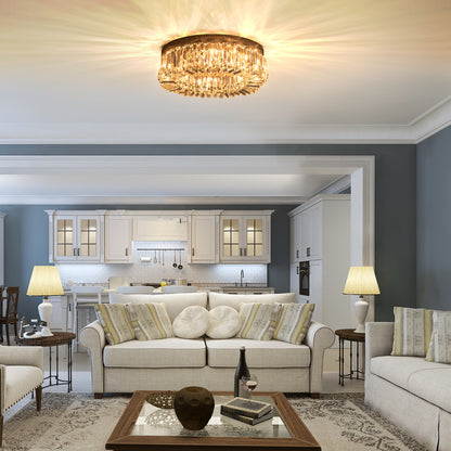 Crystal Chandeliers with Crystal Pendants, 8-Light Ceiling Light for Living Room, Bedroom Dining Room, Silver Tone