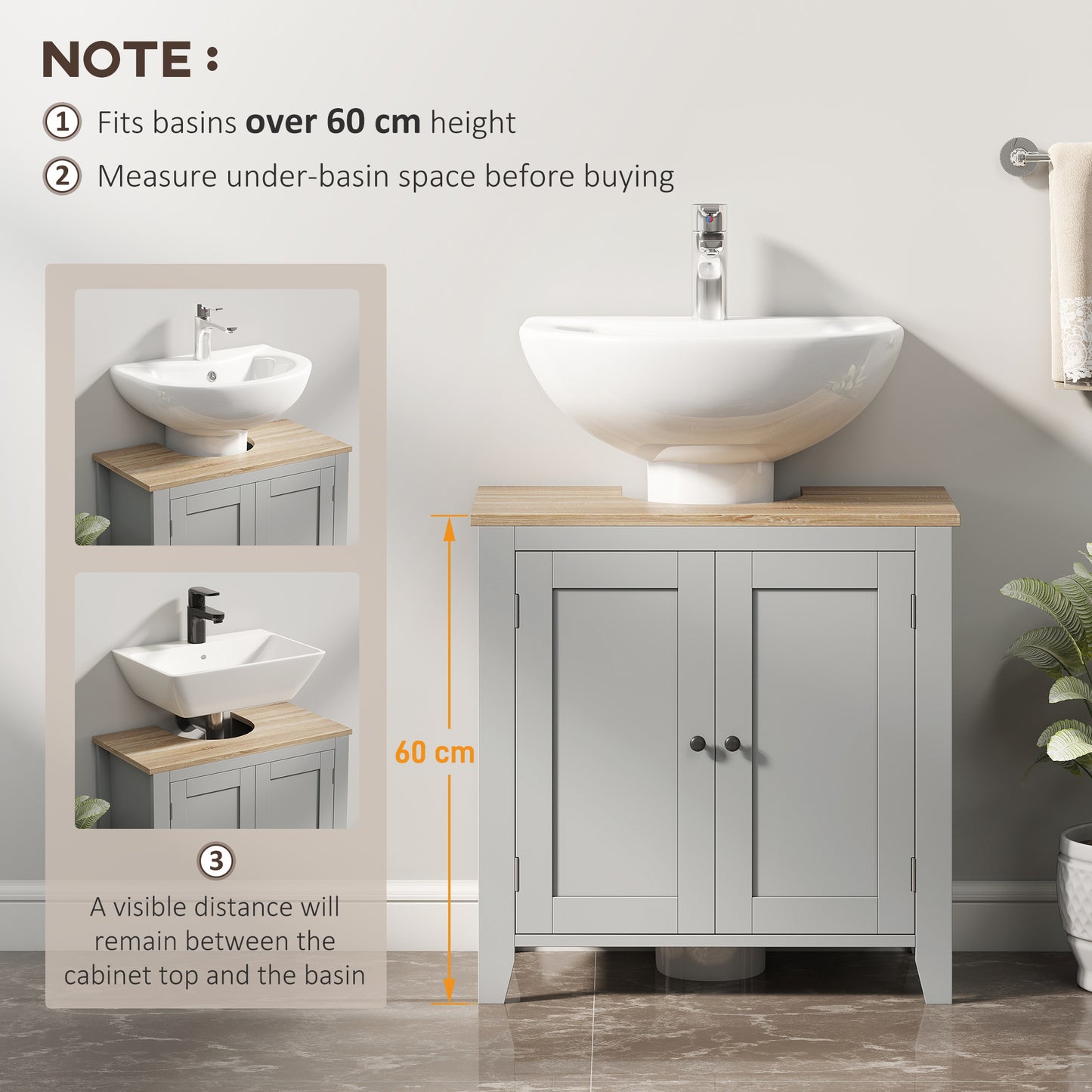 Under Sink Cabinet, Bathroom Sink Cabinet with 2 Doors, Pedestal Under Sink Design