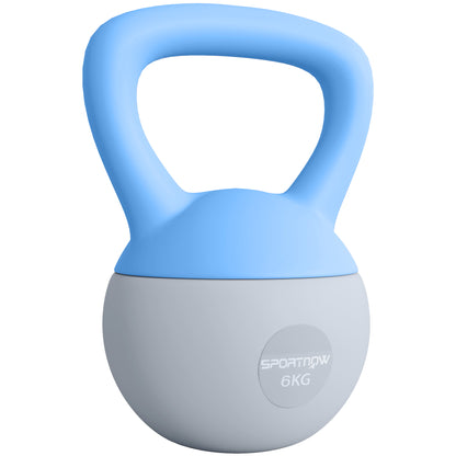 6KG Soft Kettlebell, Kettlebell with Non-Slip Handle for Home Gym, Weight Lifting, Strength Training, Light Blue/Grey