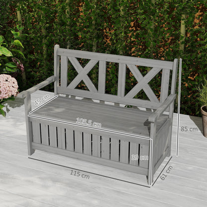 2-Seater Garden Storage Bench for Patio Wood Porch Decor Outdoor Seating, Charcoal Grey