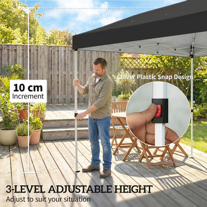 3 x 6 m Pop Up Canopy with UV50+ Protection Garden Gazebo with 6 Sidewalls, Black