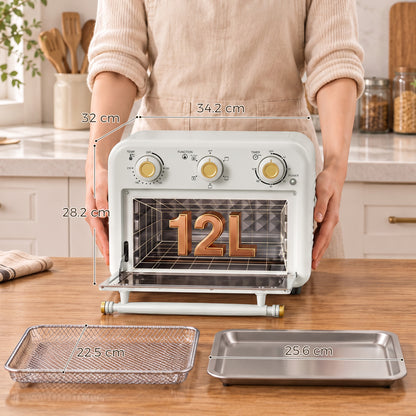 Air Fryer Toaster Oven, Convection Countertop Oven, with Adjustable Temperature and Timer, 12 L, Cream White