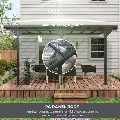 4.35 x 3m Outdoor Patio Gazebo Pergola, Retractable Pergola Canopy Aluminum Post & PC Roof, Grey