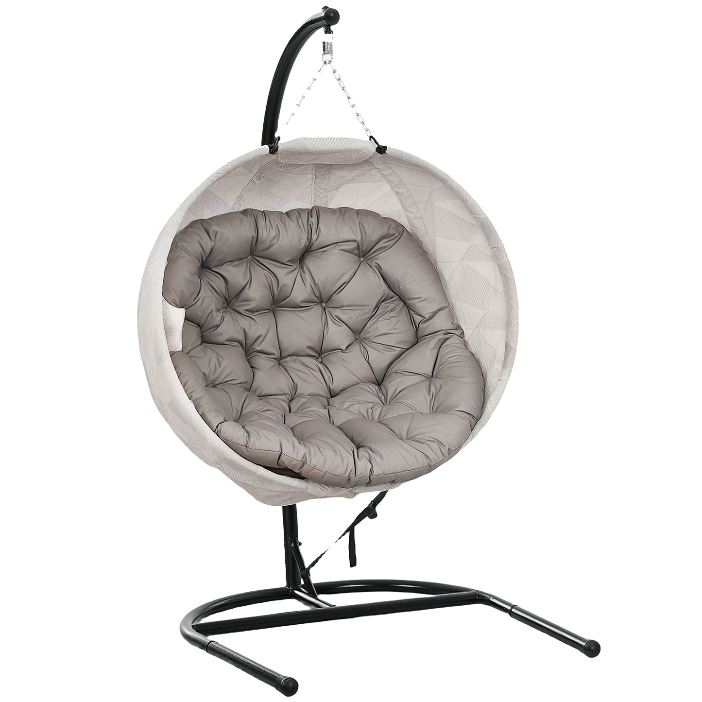 Hanging Egg Chair Outdoor Indoor Garden Swing Chair with Folding Basket, Garden Hanging Chair with Stand, Thickened Cushion