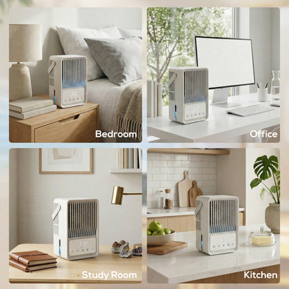 Portable Air Conditioner, 4-in-1 Mini Air Cooler with 3 Wind Speed, 2 Mist Mode, 7 Colour RGB Light, White