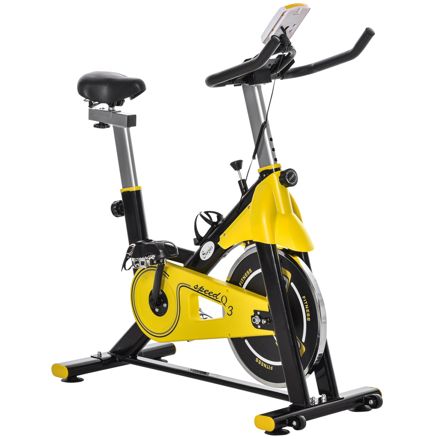 Exercise Bike, with 6kg Flywheel Belt Drive, Adjustable Resistance, LCD Display - Yellow