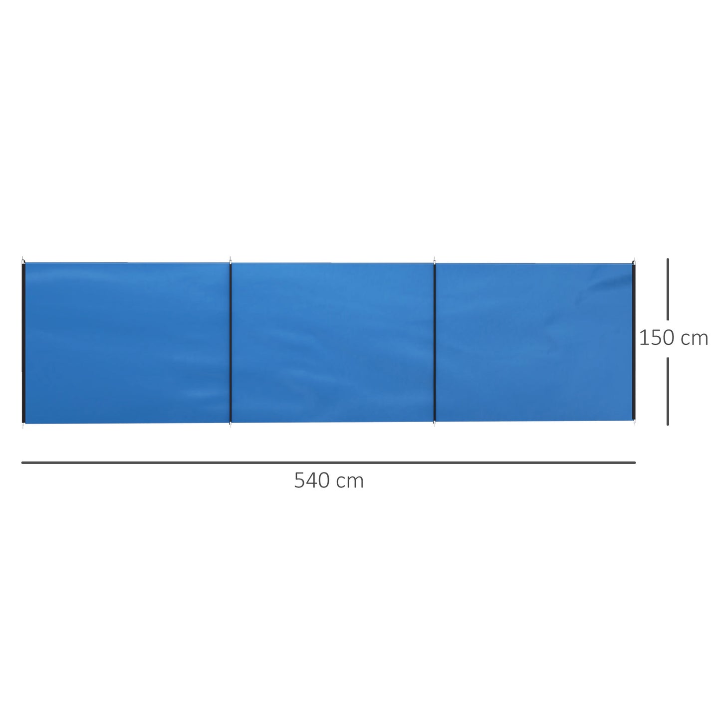 4 Pole Camping Windbreaks, Beach Wind Shield Shelter with Carry Bag and Steel Poles, 540cm x 150cm, Blue