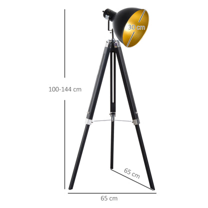 Tripod Floor Lamp, Spotlight Reading Lamp w/ Adjustable Height, Angle, Wood Legs for Living Room, Bedroom, Home, Office