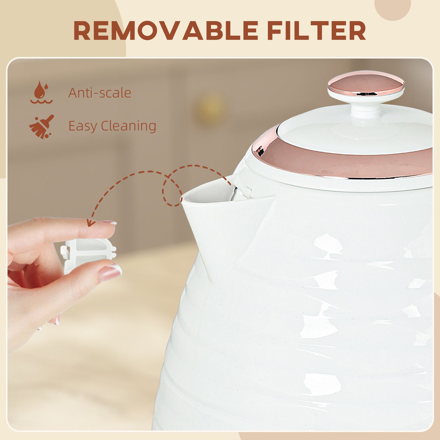 3kW Rapid Boil Honeycomb Kettle - Cream