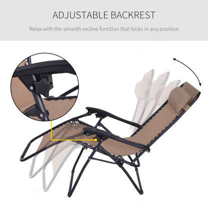 Zero Gravity Chair Metal Frame Texteline Armchair Outdoor Folding and Reclining Sun Lounger with Head Pillow for Patio Deckin