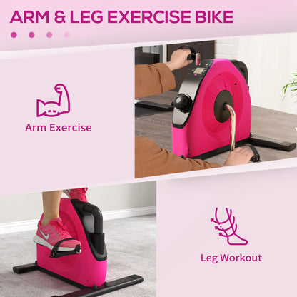 Mini Exercise Bike, Portable Pedal Exerciser with LCD Display for Legs, Arms, Rehabilitation, Therapy, Pink