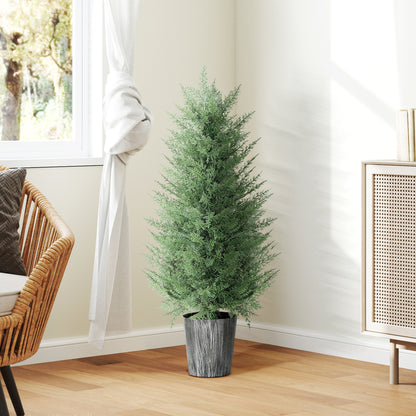90cm Artificial Cypress Trees Set of 2, UV Resistant Artificial Plants with Decorative Pot