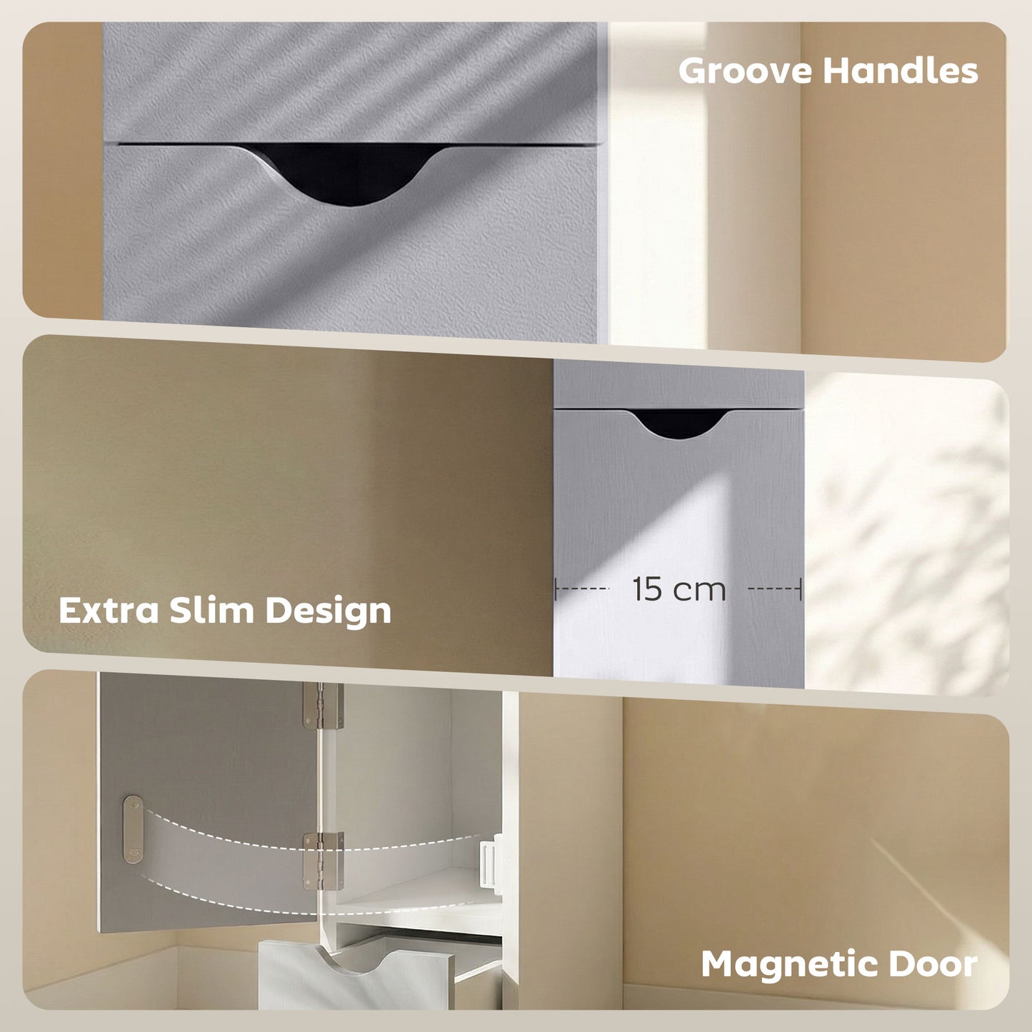 Tall Bathroom Cabinet, Freestanding Slim Bathroom Storage Cabinet with 2-Tier Open Shelf and 2 Drawers for Small Space
