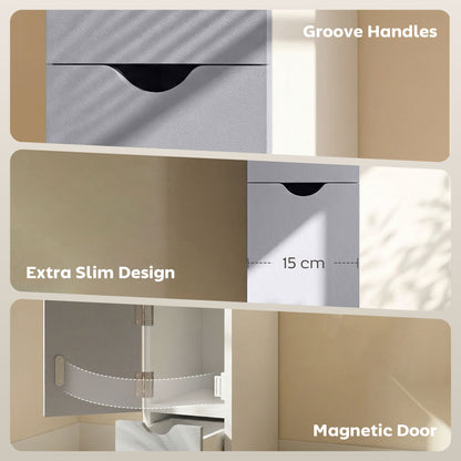 Tall Bathroom Cabinet, Freestanding Slim Bathroom Storage Cabinet with 2-Tier Open Shelf and 2 Drawers for Small Space