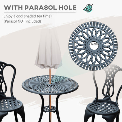 3 Piece Small Patio Furnture Cast Aluminium Bistro Set Garden Outdoor Table and Chairs Shabby Chic Style