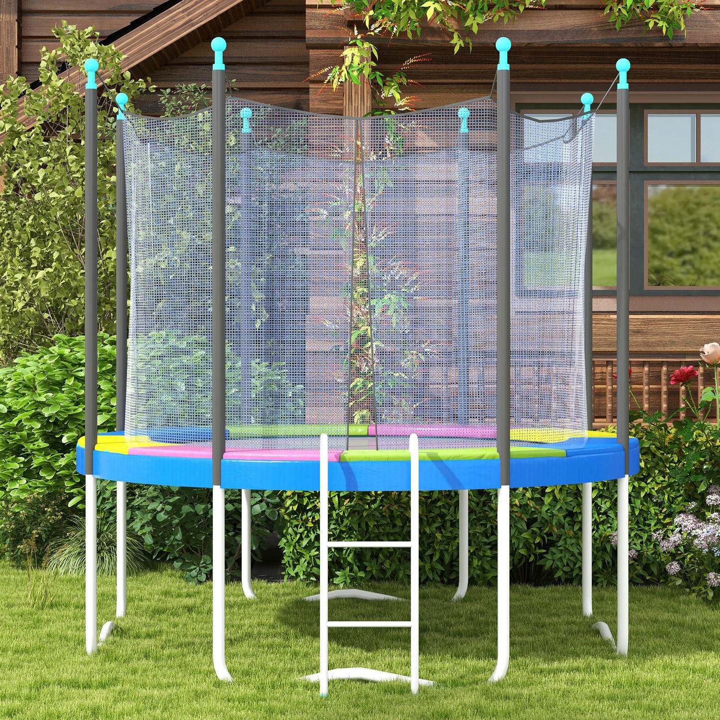 8FT Trampoline Spring Cover, Plastic Trampoline Pad Replacement with Elastic Cord, Waterproof