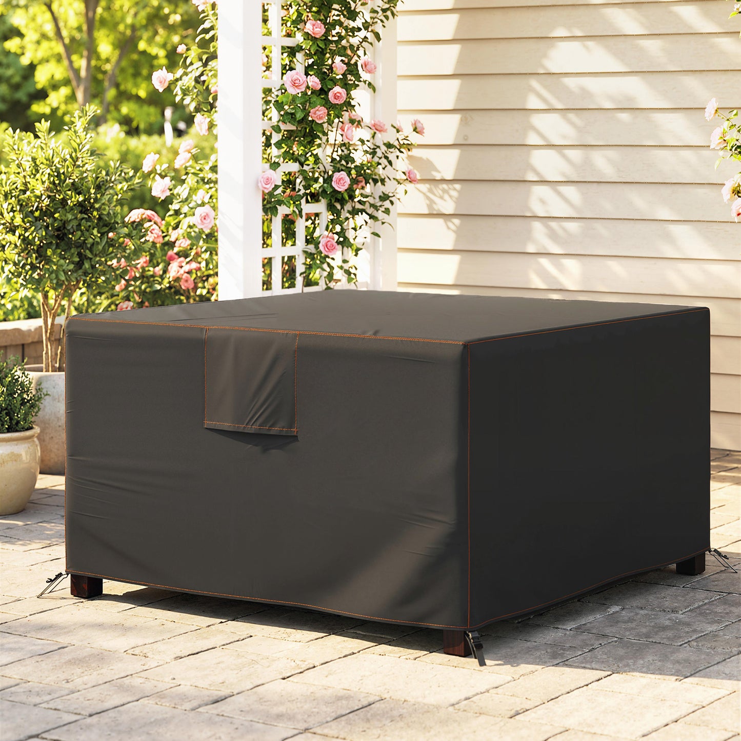 Garden Furniture Cover, Waterproof Patio Furniture Cover with Air Vent, 420D Oxford Fabric, 125 x 125 x 74 cm, Black
