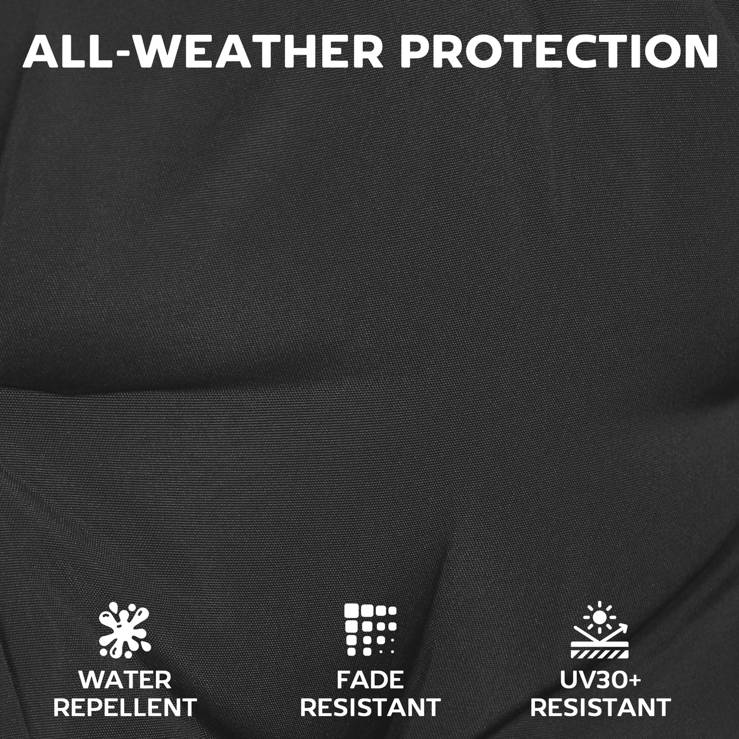 Outdoor Seat Cushions Set of 2 with Ties, Waterproof Garden Seat Pads, Black
