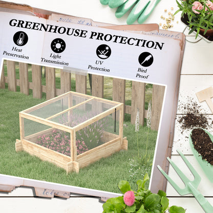 2-In-1 Wooden Greenhouse Planter Box - Natural