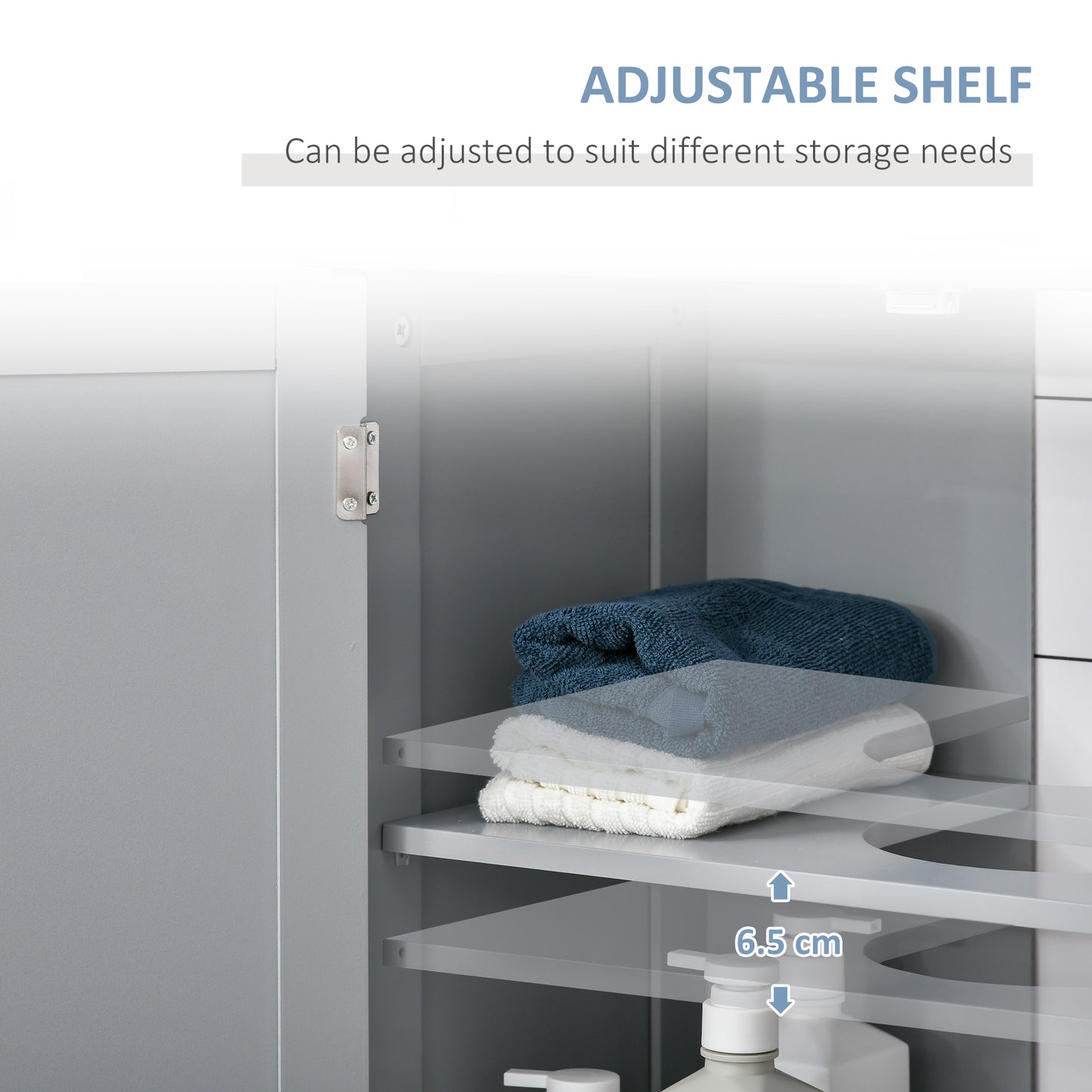 Under Sink Bathroom Cabinet, Freestanding Under Sink Cabinet with 2 Doors and Adjustable Shelf for Basin without or with Pede