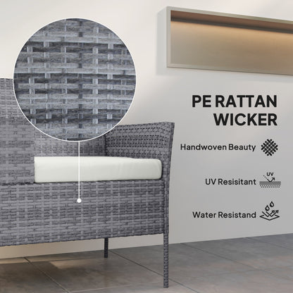 Two-Seat Rattan Chair, with Middle Table - Grey