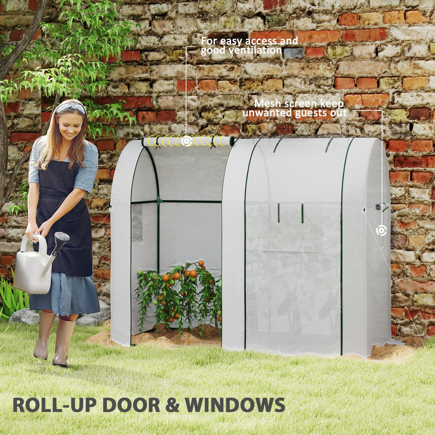 94 x 185cm Mini Two-Room Greenhouse - White