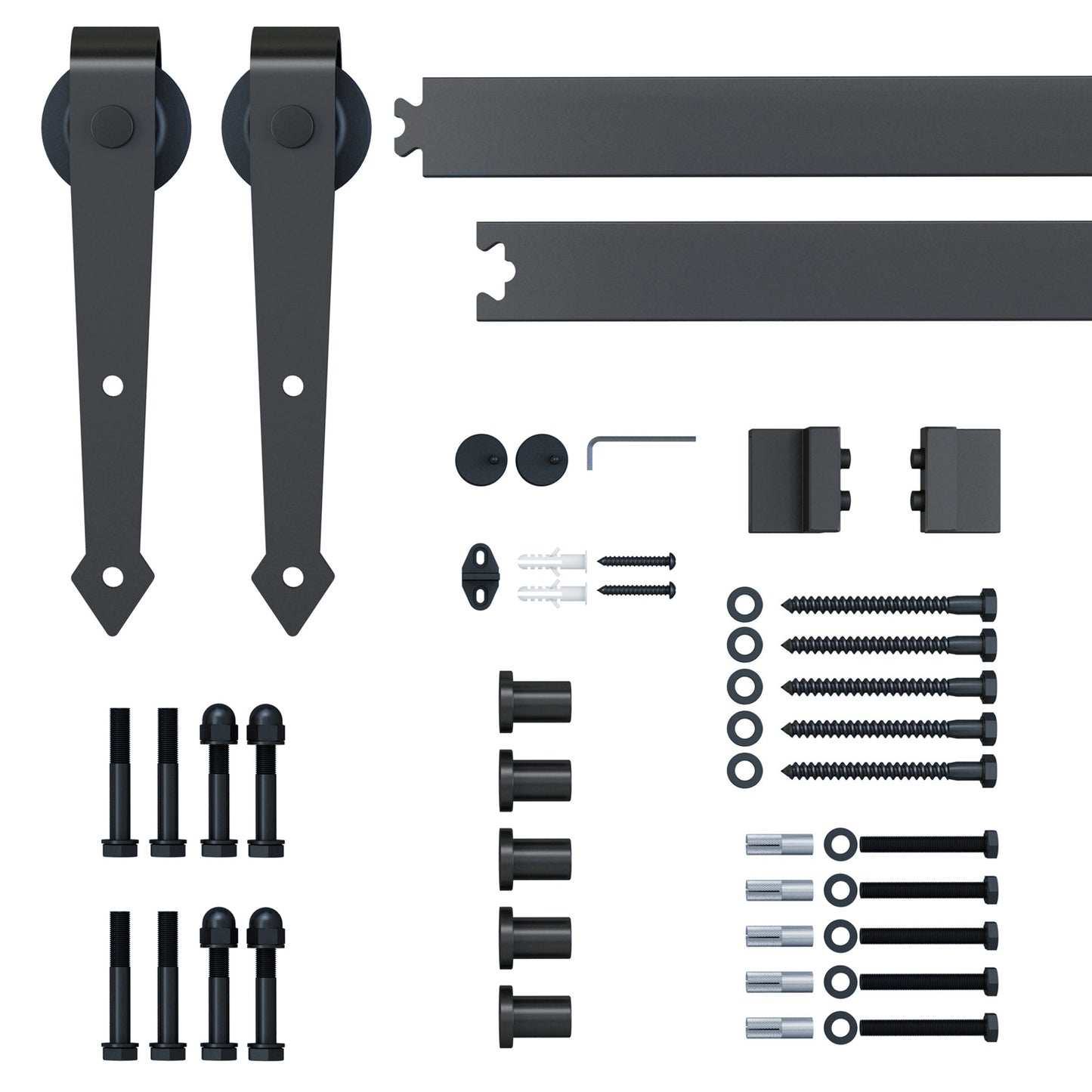 6.6FT/200cm Black Sliding Door Kit for Single Barn Door, Antique Sliding Barn Door Hardware Kit with J Shape Hanger