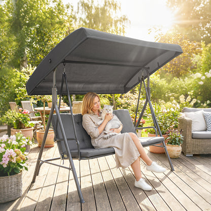 Three-Seater Garden Swing Seat - Dark Grey