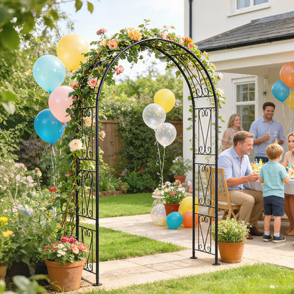 Garden Arch, Arbour Trellis for Climbing Plants, Rose Arch for Wedding Garden Decoration, 155 x 40 x 246 cm, Black