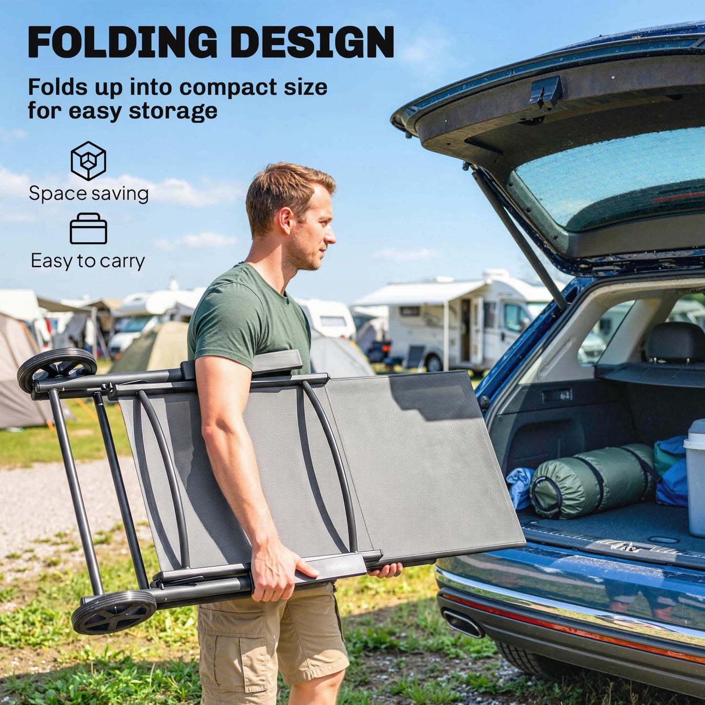 Five-Position Reclining Sun Lounger - Grey