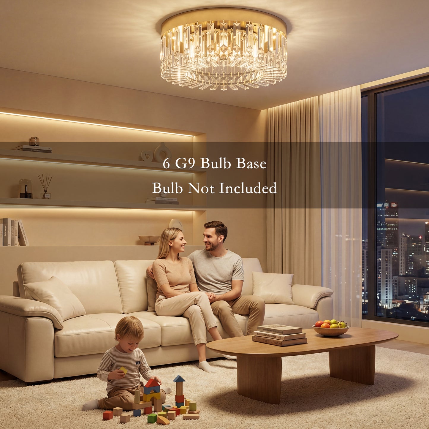 Crystal Chandeliers with 160 Crystal Pendants, 6-Light Ceiling Light for Living Room, Bedroom Dining Room, Gold Tone