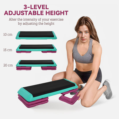 3-Level Aerobic Step 10/15/20cm Steppers for Exercise Workout w/ Non-Slip Top Compact Stepper Home Office Indoor Outdoor Fitn